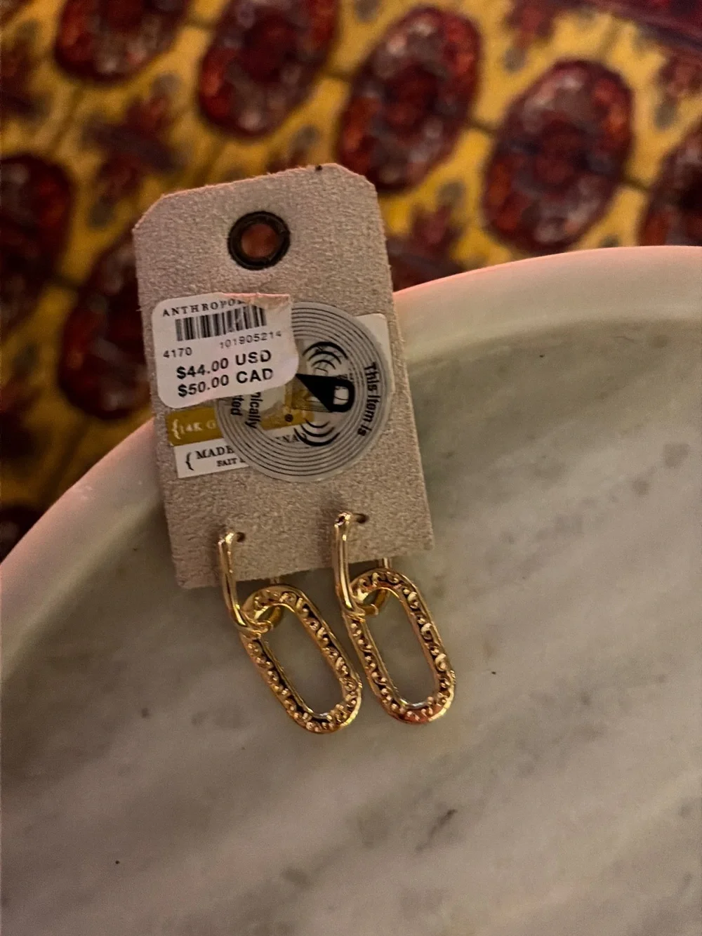NWT 🏷️ Anthropologie Pavé Paperclip Link Huggie Earrings